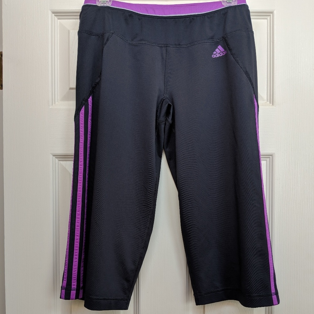 Adidas athletic capris climalite gray size medium